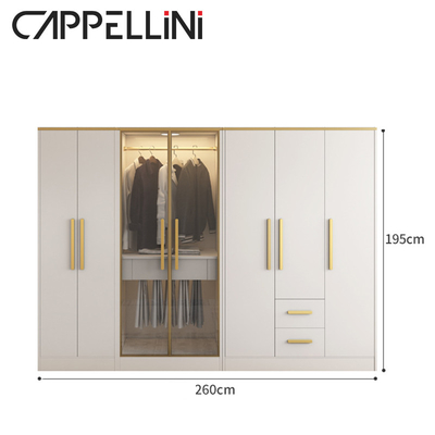 Guardaroba di stoccaggio della mobilia degli insiemi di camera da letto di Multispace con la porta a battente dello specchio