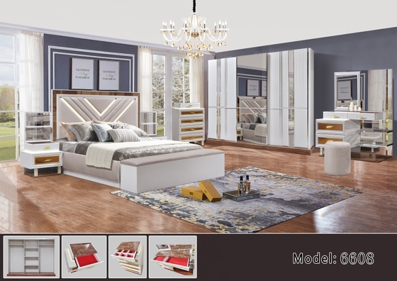 La mobilia a grandezza naturale della camera da letto del banco d'argento del letto mette lo SGS di legno del pannello del MDF