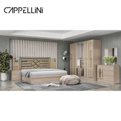 Prezzo economico taglia regina capocappotto in legno Letto in pelle moderno Suite rom lussuosa taglia re Mdf Set di mobili per camera da letto completa