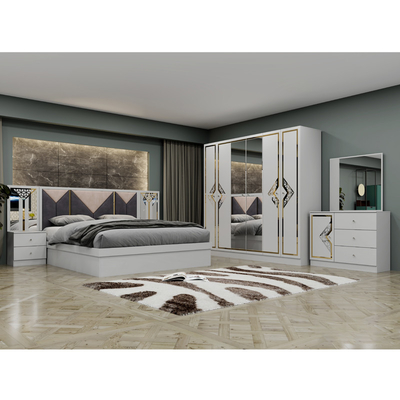 Cornice in legno di alta qualità, letto matrimoniale di taglia reale, camera da letto di lusso in legno turco.