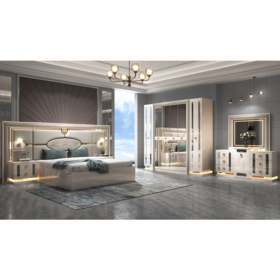 Moderna struttura in legno di lusso doppio letto king size set villa casa master room regina pelle in legno Mdf completi mobili set camera da letto