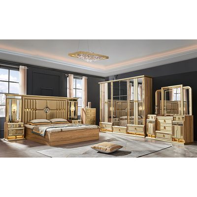 Letto in Legno Moderno Oro King Size Letto doppio Master Room Villa Casa Reale Full Queen In Legno Set di mobili da letto di lusso