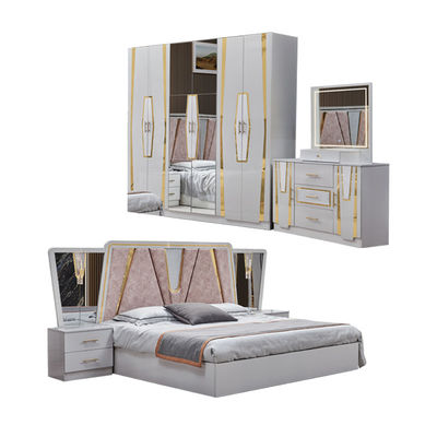 Foshan all'ingrosso Legno Cornice doppia pelle King Size Bed Suite Home Legno Regina Full Barato Moderno Luxury Mobile Set