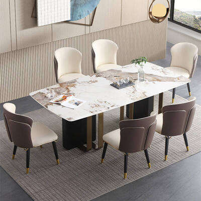 Moderno design tavolo da pranzo in metallo reale e sedia set 6 posti mobili per la casa sala da pranzo oro tavolo da pranzo in marmo di lusso