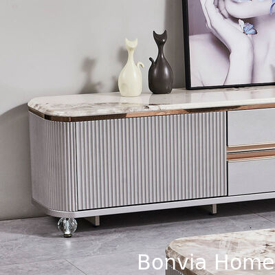 Moderno design lusso TV in legno Stand Home Mobile cassetto di archiviazione Marmo Ardesia Top Large Long Legno Salotto TV Cabinet