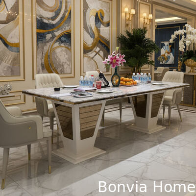 Set di mobili completi per sala da pranzo, tavolo da pranzo in legno di lusso moderno per 6 persone, sedie rettangolari, per casa e ristorante