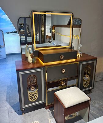 Foshan Set completo di camera da letto di lusso all'ingrosso 5 pezzi letto king size Suite con struttura in legno Set di mobili per camera da letto moderni turchi