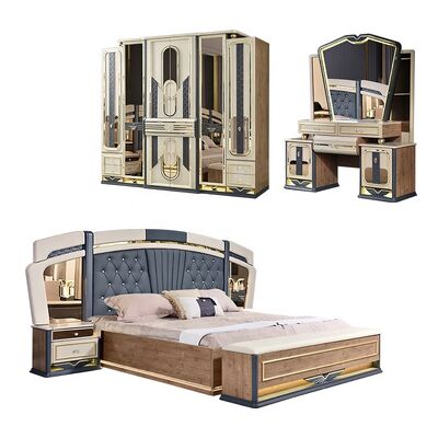 Chambre a Coucher Complet De Luxe Set da camera da letto letto king size Home Room Doppia struttura in legno Set di mobili per camera da letto di lusso moderno