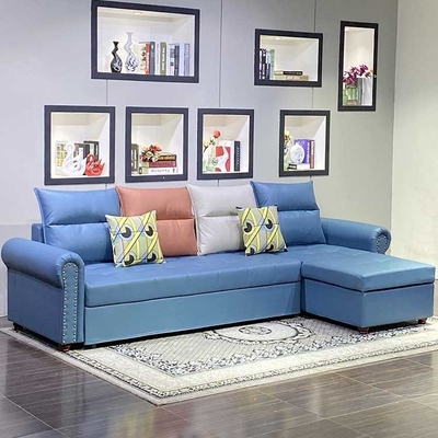 copertura funzionale sezionale blu di 1.9m Sofa Bed With Chaise Fabric