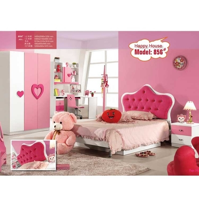 Mobilia della camera da letto delle ragazze di Cabrini con principessa Bed di rosa dello scrittorio 1280*2050mm