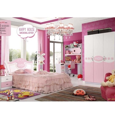 Vernice brillante di Mickey Mouse Children Bedroom Sets del pannello di legno rosa alta