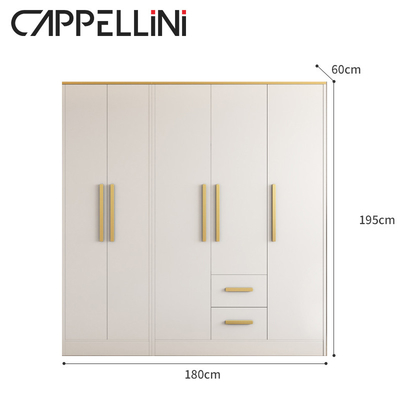 Guardaroba di stoccaggio della camera da letto di Multispace con la porta a battente dello specchio