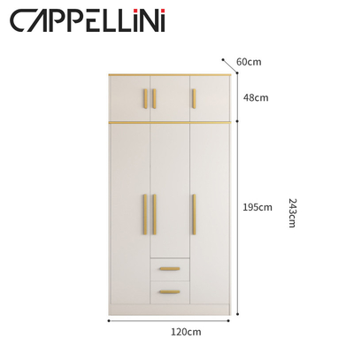 Guardaroba di stoccaggio della camera da letto di Multispace con la porta a battente dello specchio