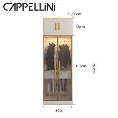 Guardaroba di stoccaggio della mobilia degli insiemi di camera da letto di Multispace con la porta a battente dello specchio