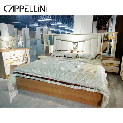 Materiale di cuoio dell'unità di elaborazione del MDF di re Size del progettista della camera da letto di legno moderno di lusso della mobilia