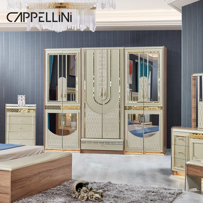 Legno d'oro di lusso doppio cuoio King Size Letto Legno Casa Moderna Set di mobili per camera da letto completa