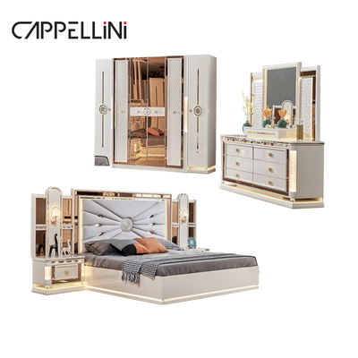Luxury Royal Modern Wood Frame Double King Size Bed Headboard in pelle per la casa Classic Queen Arredamento in legno completo per camera da letto