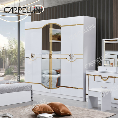 Letto di lusso in Legno Bianco Doppia pelle King Size Casa Camera Master Moderna Cornice in Legno Set di mobili per camera da letto completa