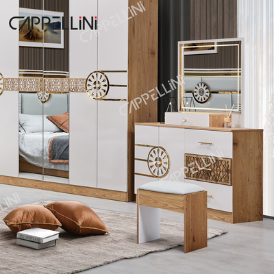 Letto moderno King Size Armadio turco Comodini 6 cassetti Casa Luxury Royale In Legno Set di mobili da letto