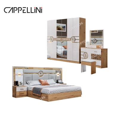 Letto moderno King Size Armadio turco Comodini 6 cassetti Casa Luxury Royale In Legno Set di mobili da letto