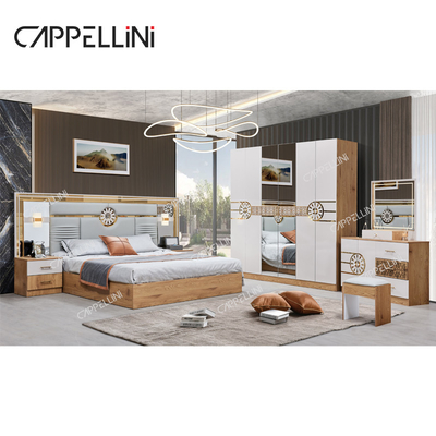Letto moderno King Size Armadio turco Comodini 6 cassetti Casa Luxury Royale In Legno Set di mobili da letto