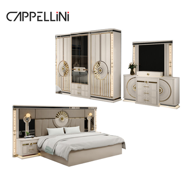 Modern Luxury Legno King Size Letto in pelle Set doppio Master Room Home Queen Full Mdf Set di mobili per camera da letto in legno