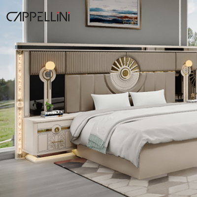 Modern Luxury Legno King Size Letto in pelle Set doppio Master Room Home Queen Full Mdf Set di mobili per camera da letto in legno