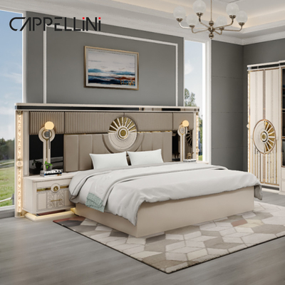 Modern Luxury Legno King Size Letto in pelle Set doppio Master Room Home Queen Full Mdf Set di mobili per camera da letto in legno