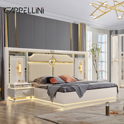 Luxury Legno Cornice King Size Letto in pelle Set camera da letto Casa doppia Regina Legno Moderno Full Set Mobile camera da letto