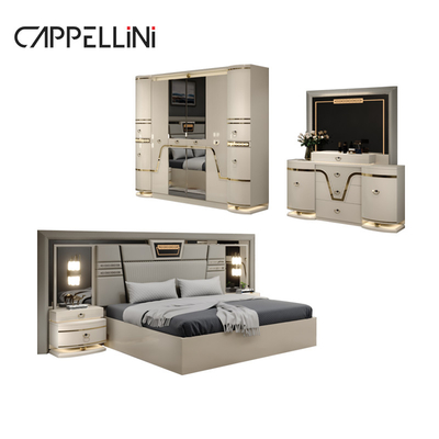 Set letto in pelle King Size contemporaneo Doppia Regina Reale Luxury Moderno In Legno Mdf Set camera da letto completa Arredamento