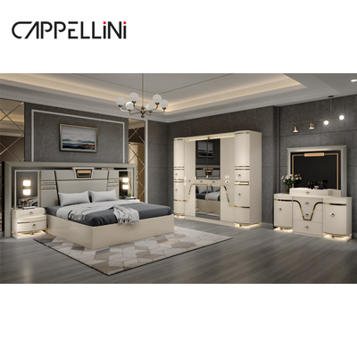 Set letto in pelle King Size contemporaneo Doppia Regina Reale Luxury Moderno In Legno Mdf Set camera da letto completa Arredamento