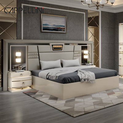 Set letto in pelle King Size contemporaneo Doppia Regina Reale Luxury Moderno In Legno Mdf Set camera da letto completa Arredamento