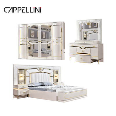 Casa bianca In legno Pelle Queen Set Letto Villa Master Room Legno King Size Mdf Moderno Luxury Full Bedroom Set Arredamento