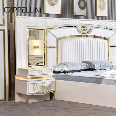 Casa bianca In legno Pelle Queen Set Letto Villa Master Room Legno King Size Mdf Moderno Luxury Full Bedroom Set Arredamento