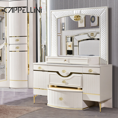 Casa bianca In legno Pelle Queen Set Letto Villa Master Room Legno King Size Mdf Moderno Luxury Full Bedroom Set Arredamento
