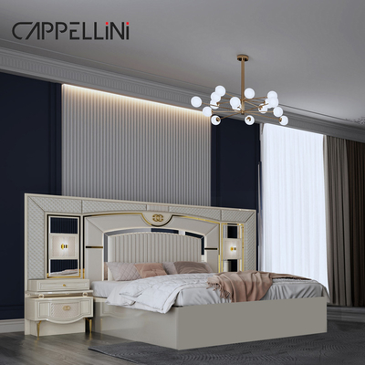 Alte qualità letto reale in doppia pelle moderno Mdf telaio lusso grandezza regina casa in legno completi mobili set camera da letto