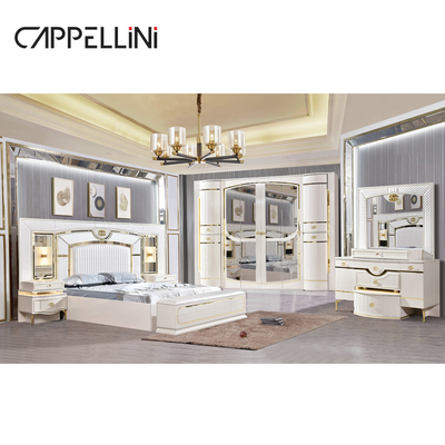 Casa bianca In legno Pelle Queen Set Letto Villa Master Room Legno King Size Mdf Moderno Luxury Full Bedroom Set Arredamento