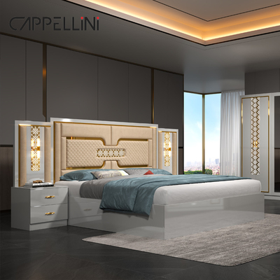 Home Camera padronale Letto in cuoio doppio King Size Ingrosso economico Moderno di lusso Regina in legno Mdf Set completo di mobili da letto