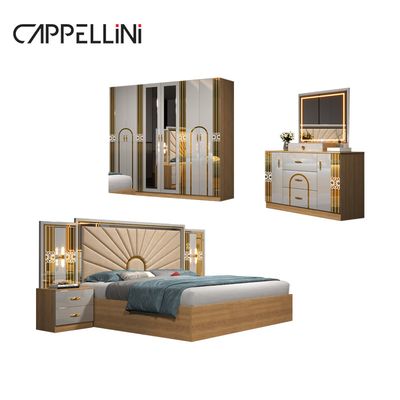 Ingrosso Home Master Room King Size Letto matrimoniale moderno di lusso in pelle di legno Mdf Full Queen Set di mobili da letto economici