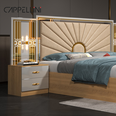 Ingrosso Home Master Room King Size Letto matrimoniale moderno di lusso in pelle di legno Mdf Full Queen Set di mobili da letto economici