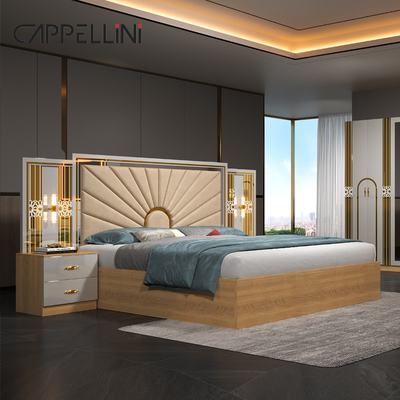 Ingrosso Home Master Room King Size Letto matrimoniale moderno di lusso in pelle di legno Mdf Full Queen Set di mobili da letto economici