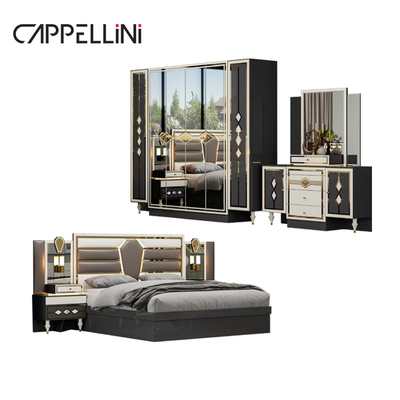 In legno moderno doppio cuoio king size set letto per la casa mobili modulari in legno queen completo set camera da letto di lusso mobili