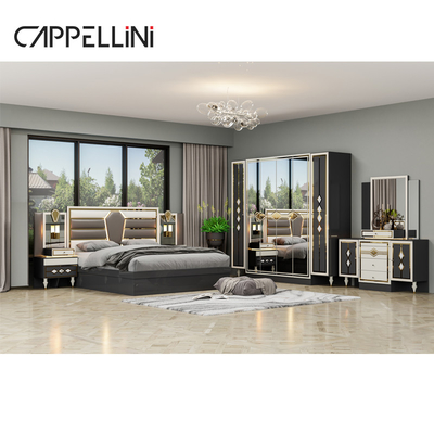 In legno moderno doppio cuoio king size set letto per la casa mobili modulari in legno queen completo set camera da letto di lusso mobili
