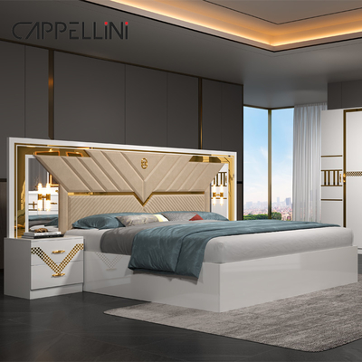 Foshan all'ingrosso Set completo King Size Letto in pelle Camera da letto doppia in legno Casa economica Regina Moderna Set di camera da letto di lusso Arredamento