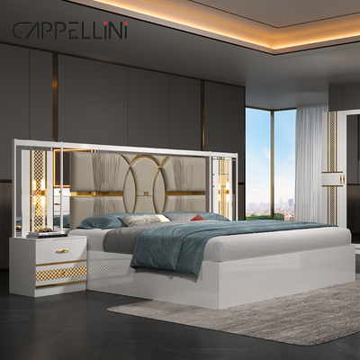 Ingrosso Prezzo economico Letto in legno di lusso King Size Letto in cuoio Camera matrimoniale Casa lusso completo Mdf Set camera da letto Arredamento