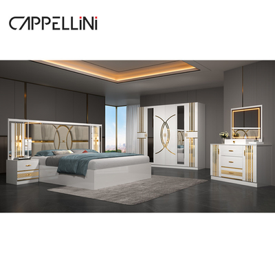 Ingrosso Prezzo economico Letto in legno di lusso King Size Letto in cuoio Camera matrimoniale Casa lusso completo Mdf Set camera da letto Arredamento