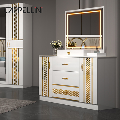 Ingrosso Prezzo economico Letto in legno di lusso King Size Letto in cuoio Camera matrimoniale Casa lusso completo Mdf Set camera da letto Arredamento