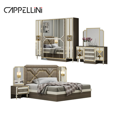 Barato Cornice di Legno Moderna Doppio King Size Letto in Cuoio Testa in Cuoio Arredamento in Legno Luxury Queen Camera da letto Set