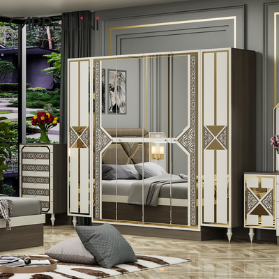 Barato Cornice di Legno Moderna Doppio King Size Letto in Cuoio Testa in Cuoio Arredamento in Legno Luxury Queen Camera da letto Set