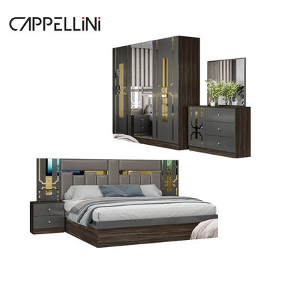 Foshan prezzo all'ingrosso King Size Camera da letto in pelle di legno Casa moderna lusso economico Full Mdf Set di mobili da letto
